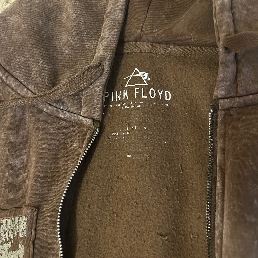 Pink Floyd Grunge Brown Zip-Up Hoodie - Picture 6 of 7